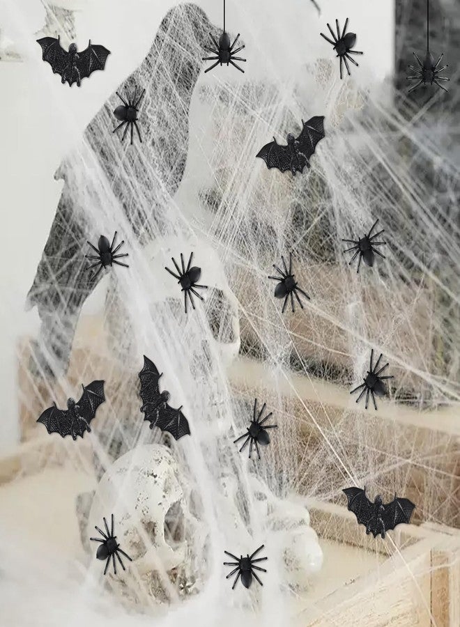 Junware Halloween Miniatures, 200 Pcs Plastic Bats and Fake Spiders for Home Decorations Creepy Scary Prank Mini Halloween Figurines - Image 2